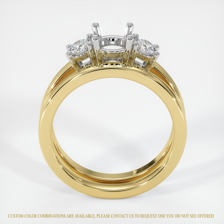 14K White & Yellow Three Stone Ring Setting