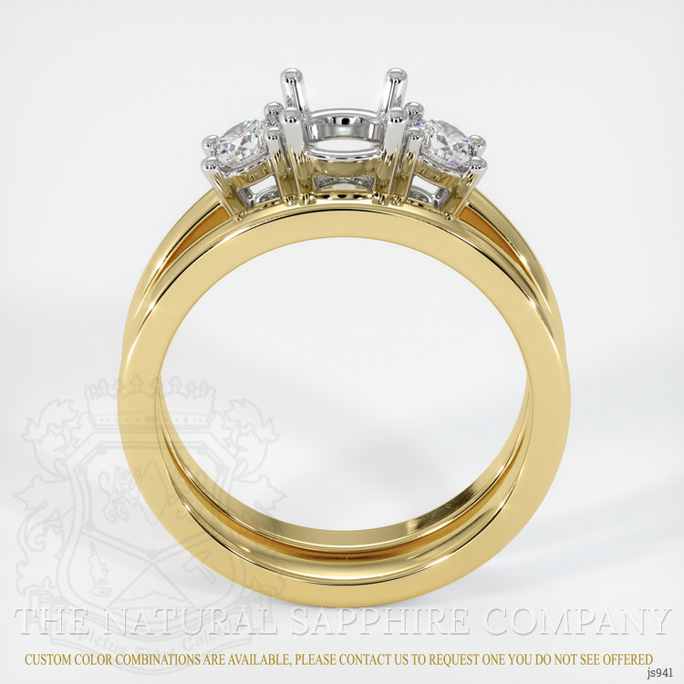 14K White & Yellow Three Stone Ring Setting