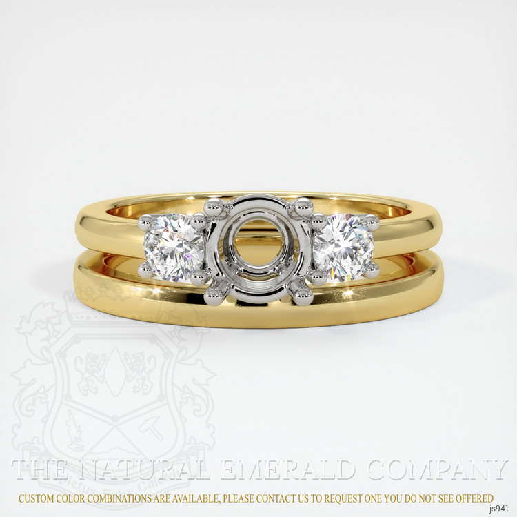 18K White & Yellow Three Stone Ring Setting
