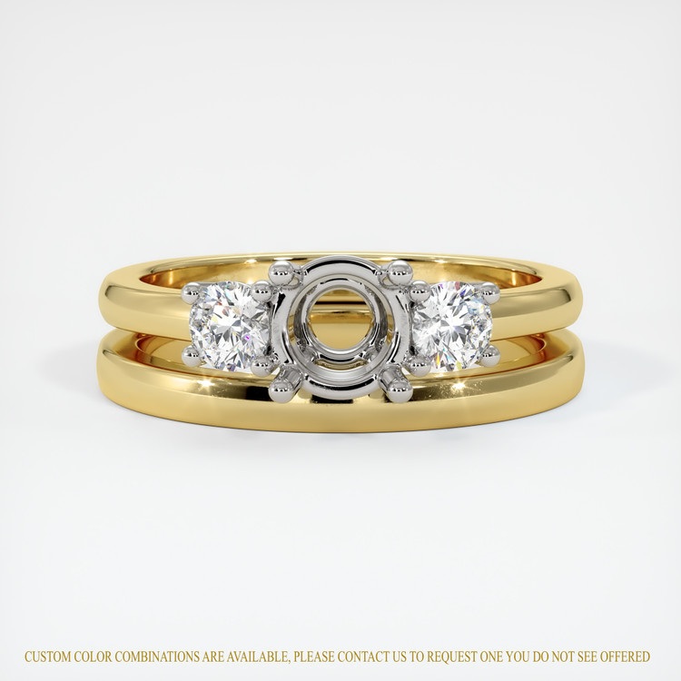 18K White & Yellow Three Stone Ring Setting