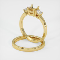 10K Yellow Gold Three Stone Ring Setting Image