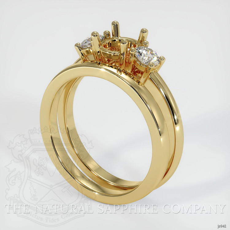 14K Yellow Gold Three Stone Ring Setting