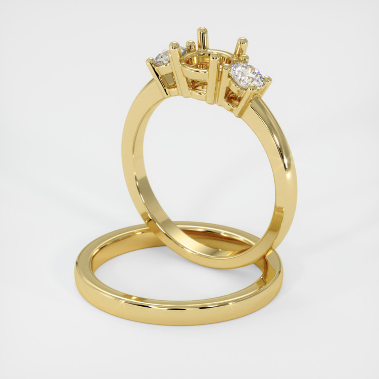 14K Yellow Gold Three Stone Ring Setting