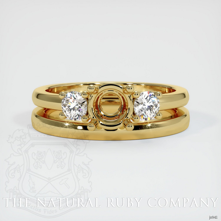 18K Yellow Gold Three Stone Ring Setting