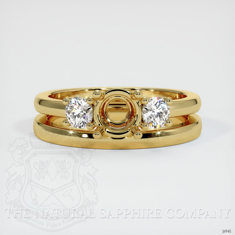 18K Yellow Gold Three Stone Ring Setting