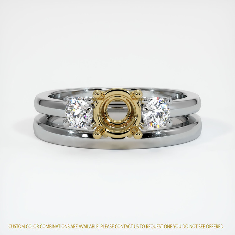 14K Yellow & White Three Stone Ring Setting