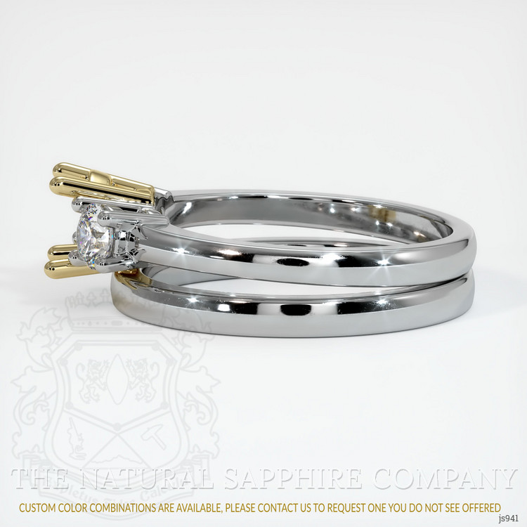 14K Yellow & White Three Stone Ring Setting