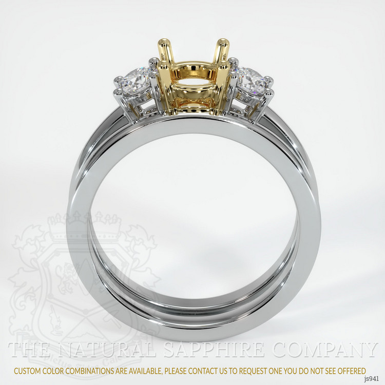 14K Yellow & White Three Stone Ring Setting