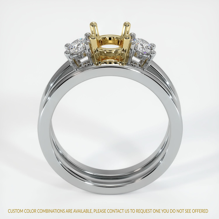 14K Yellow & White Three Stone Ring Setting