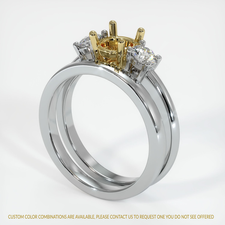 18K Yellow & White Three Stone Ring Setting