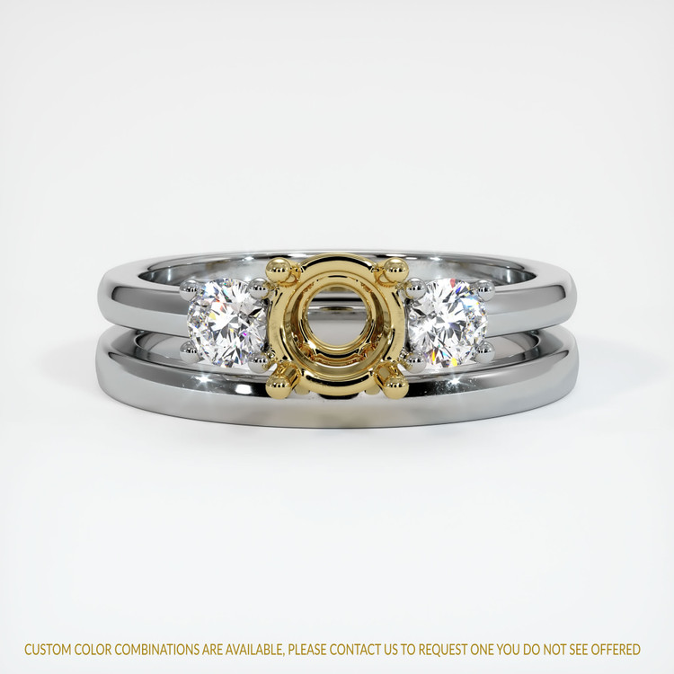 18K Yellow & White Three Stone Ring Setting