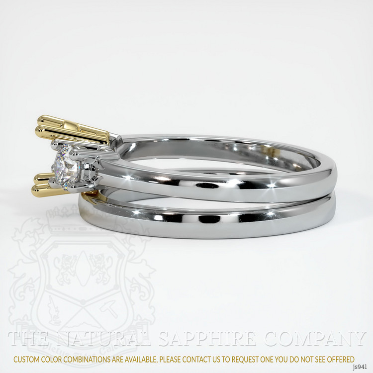 18K Yellow & White Three Stone Ring Setting