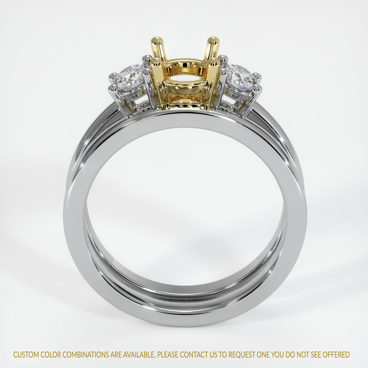 18K Yellow & White Three Stone Ring Setting