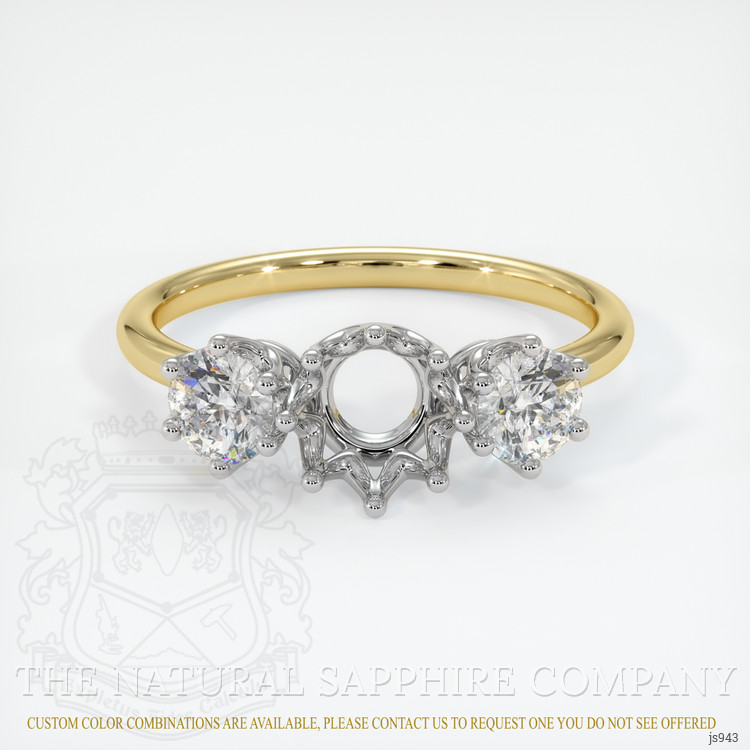 18K White & Yellow Antique Style Ring Setting