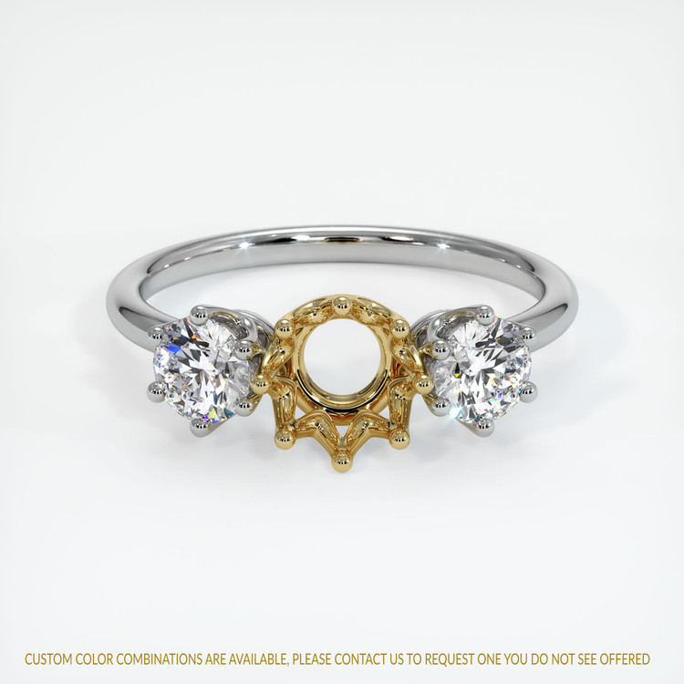 14K Yellow & White Antique Style Ring Setting
