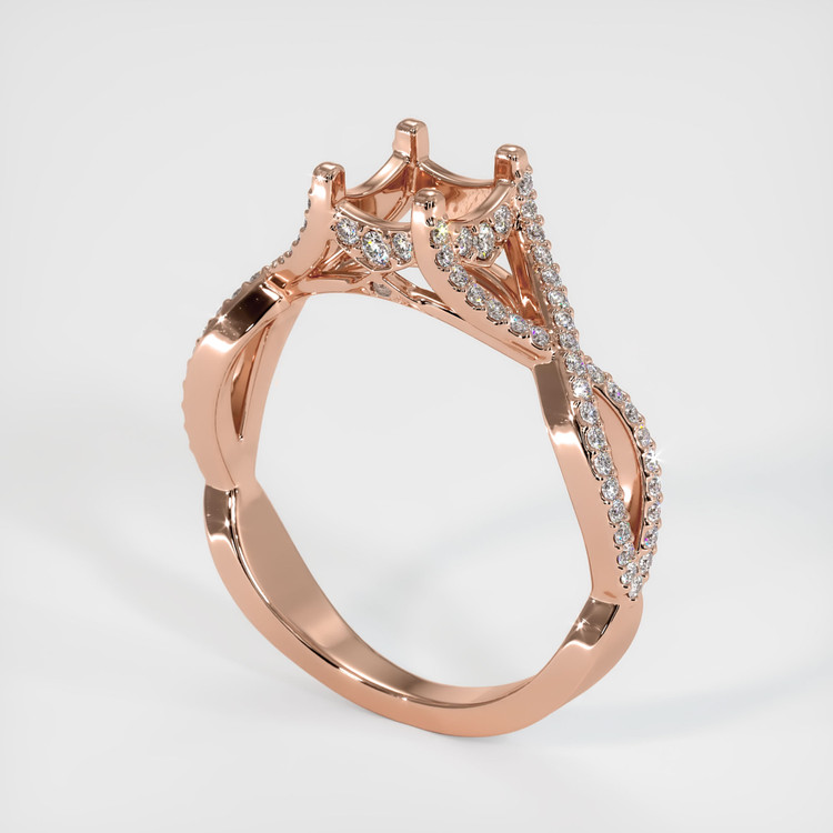 14K Rose Gold Pave Ring Setting