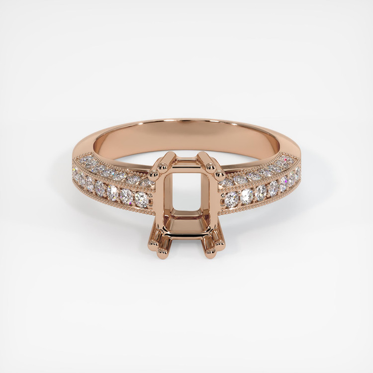 14K Rose Gold Pave Ring Setting