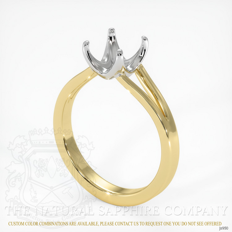 14K White & Yellow Solitaire Ring Setting