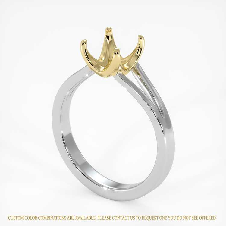 14K Yellow & White Solitaire Ring Setting