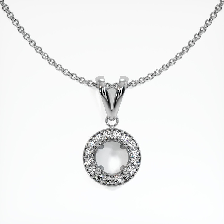 14K White Gold Pave Pendant Setting