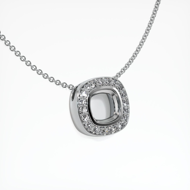 14K White Gold Pave Pendant Setting