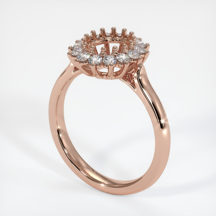 14K Rose Gold Halo Ring Setting