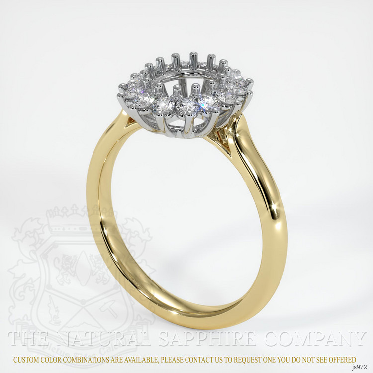 14K White & Yellow Halo Ring Setting