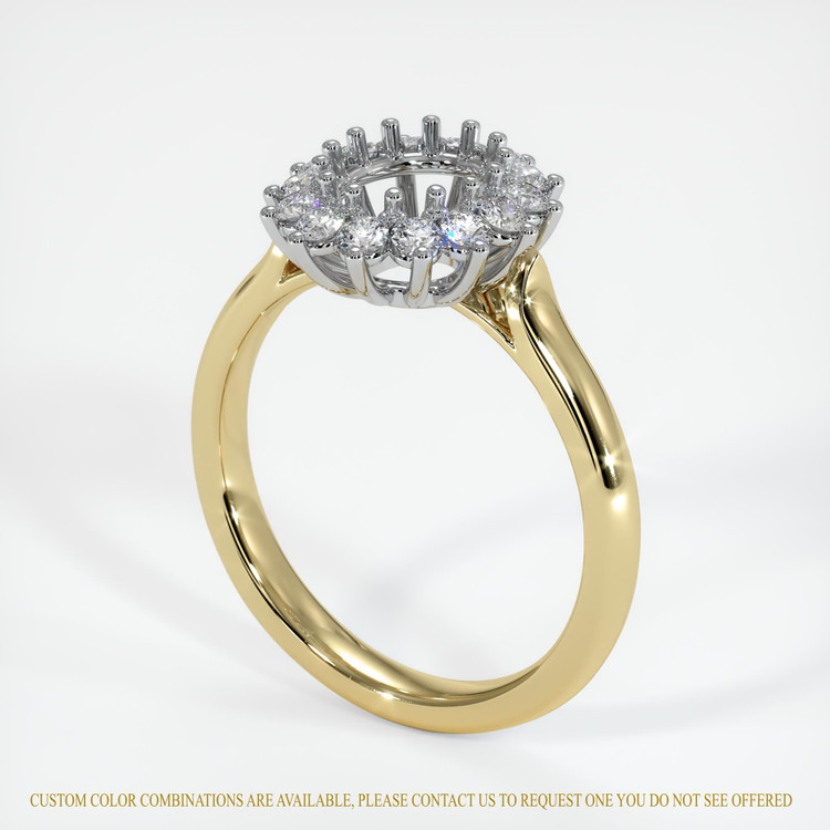 14K White & Yellow Halo Ring Setting