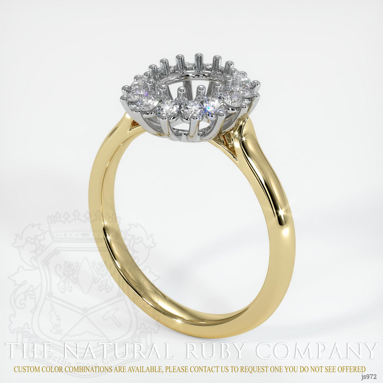 14K White & Yellow Halo Ring Setting
