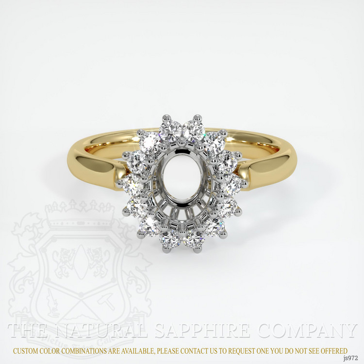 14K White & Yellow Halo Ring Setting