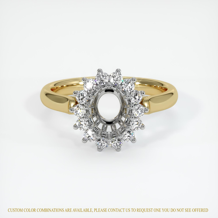 14K White & Yellow Halo Ring Setting