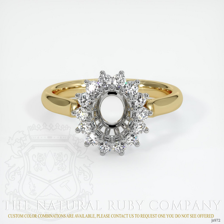 14K White & Yellow Halo Ring Setting