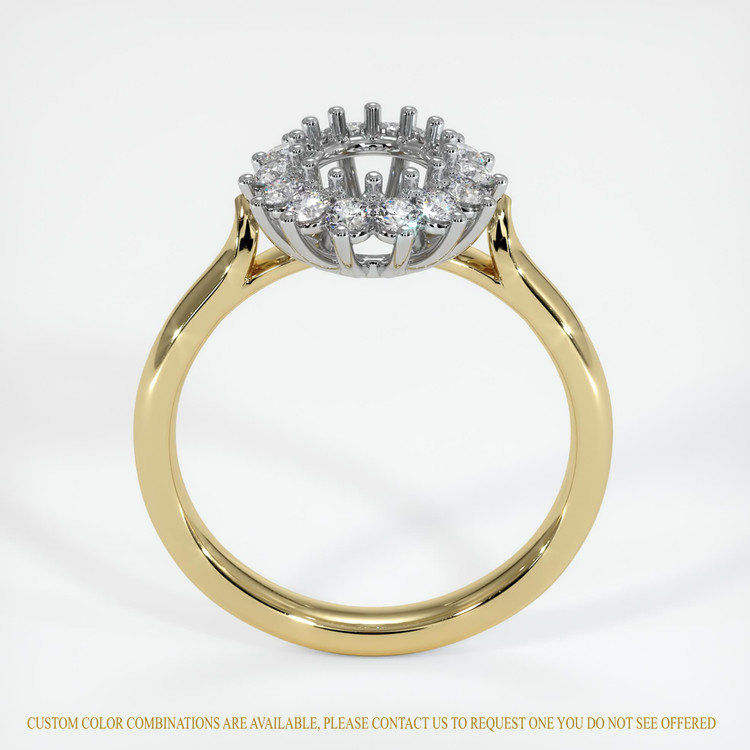 14K White & Yellow Halo Ring Setting