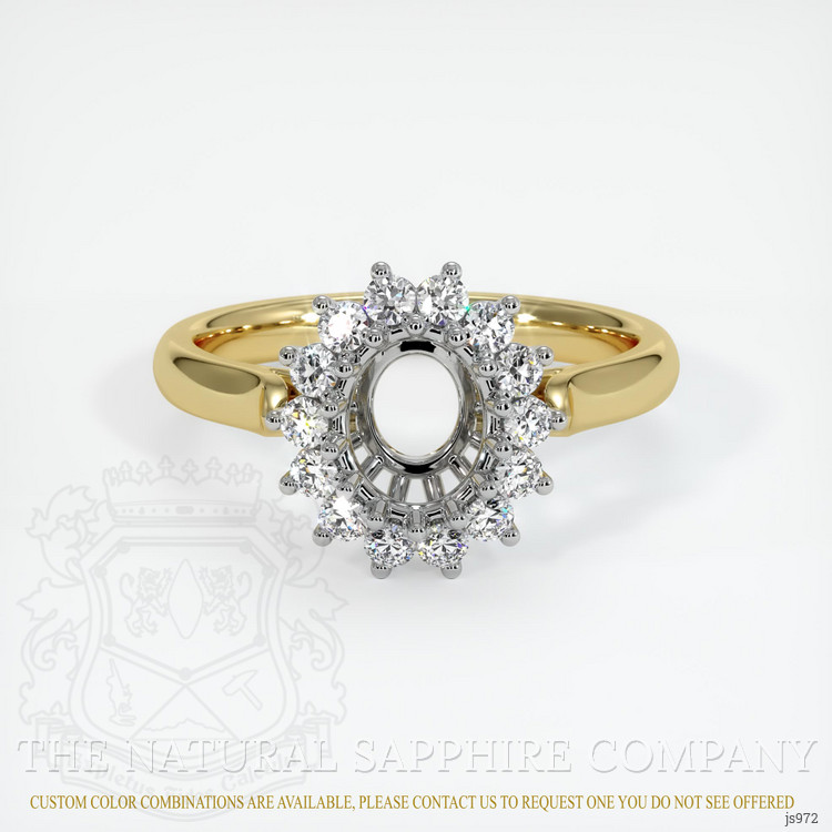 18K White & Yellow Halo Ring Setting