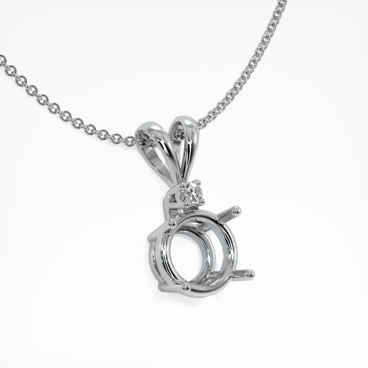 14K White Gold Accent Stones Pendant Setting