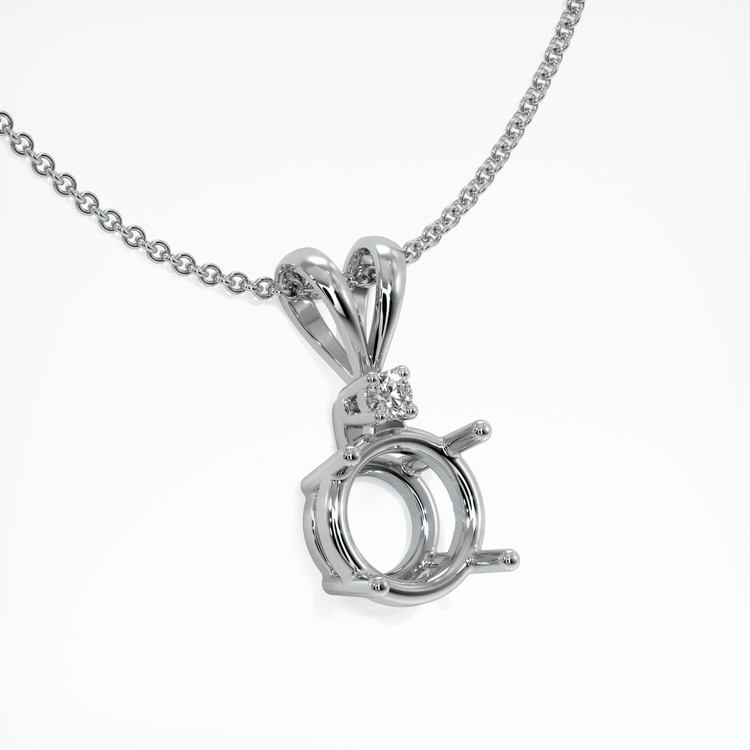 18K White Gold Accent Stones Pendant Setting