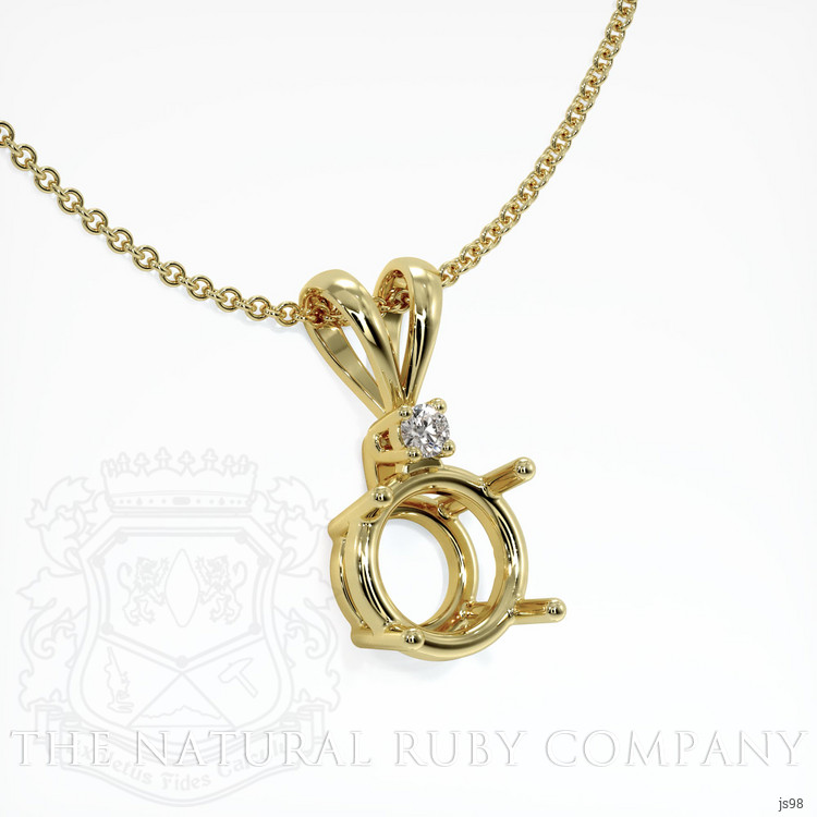 18K Yellow Gold Accent Stones Pendant Setting