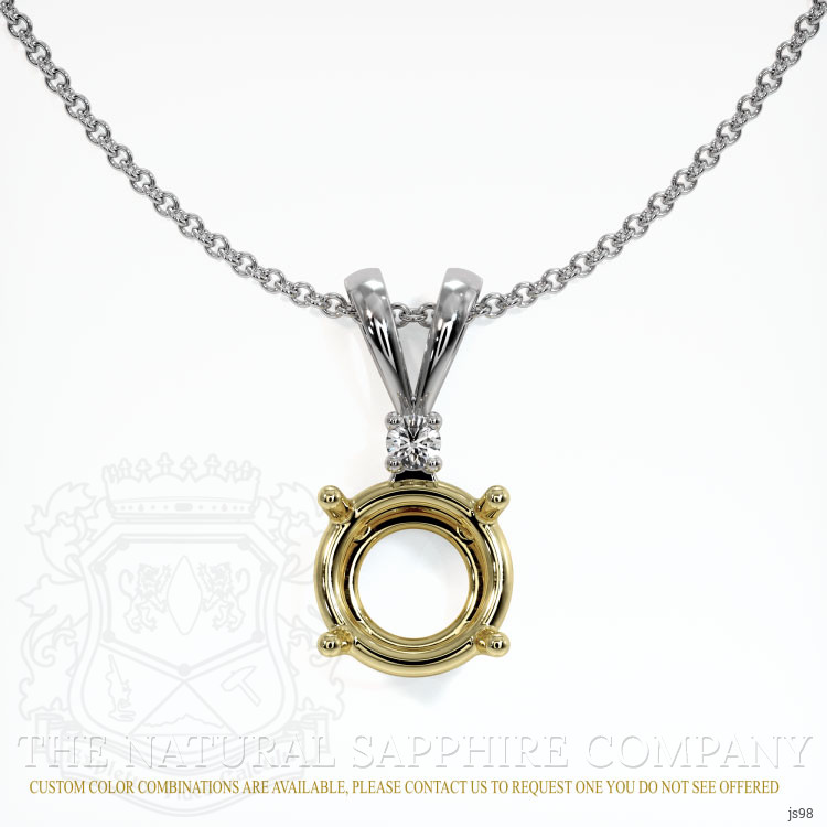 14K Yellow & White Accent Stones Pendant Setting