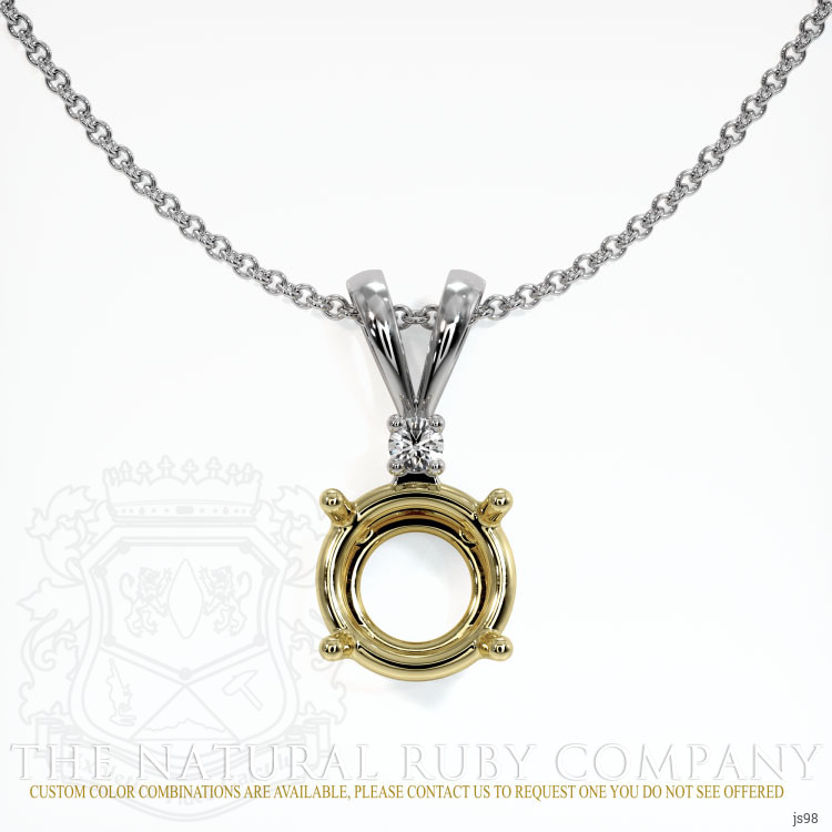 14K Yellow & White Accent Stones Pendant Setting