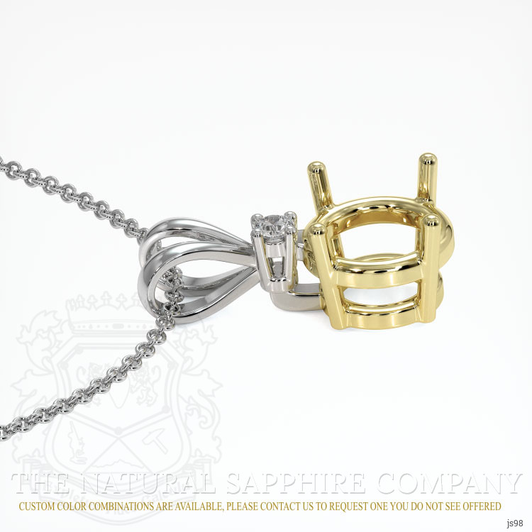 14K Yellow & White Accent Stones Pendant Setting