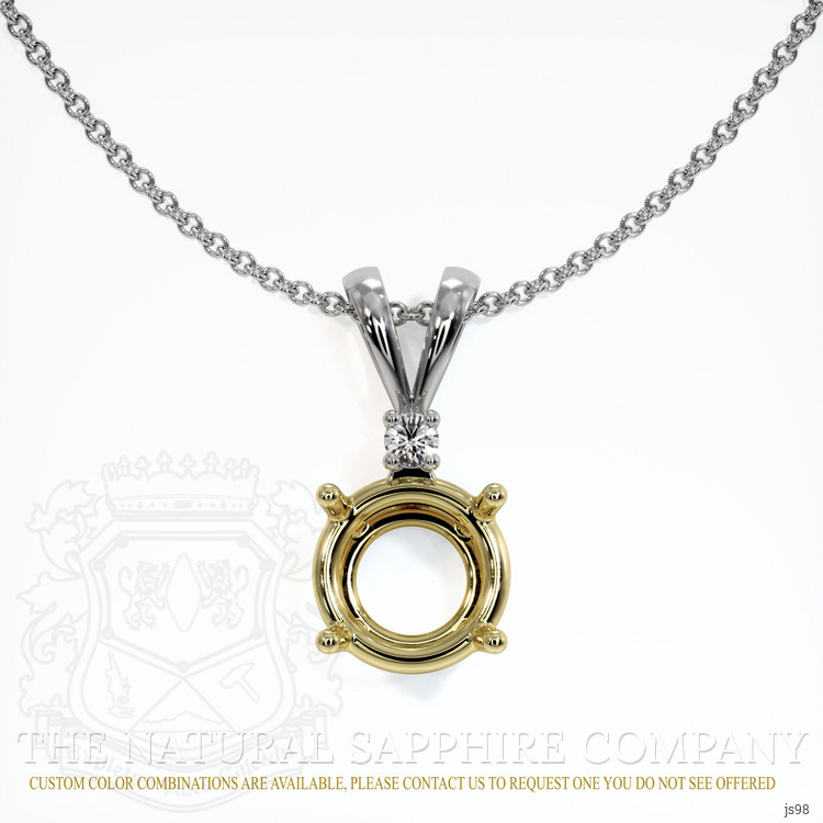 18K Yellow & White Accent Stones Pendant Setting