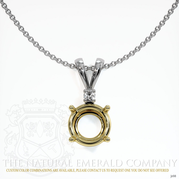 18K Yellow & White Accent Stones Pendant Setting