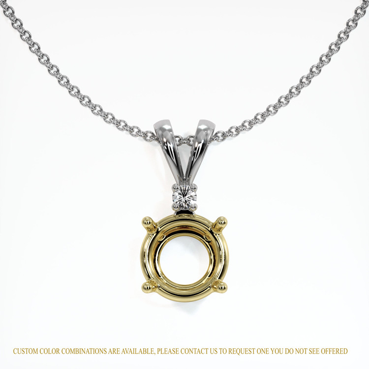 18K Yellow & White Accent Stones Pendant Setting