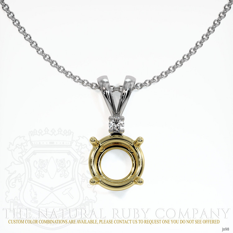 18K Yellow & White Accent Stones Pendant Setting