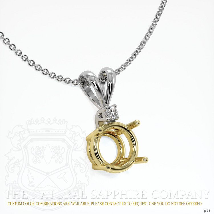 18K Yellow & White Accent Stones Pendant Setting