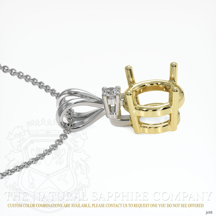 18K Yellow & White Accent Stones Pendant Setting