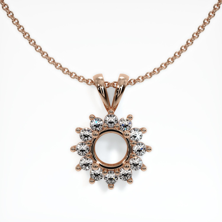 14K Rose Gold Halo Pendant Setting