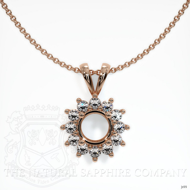 14K Rose Gold Halo Pendant Setting