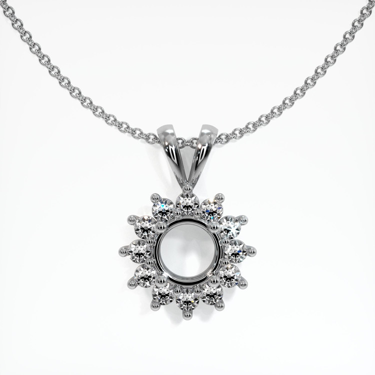 14K White Gold Halo Pendant Setting
