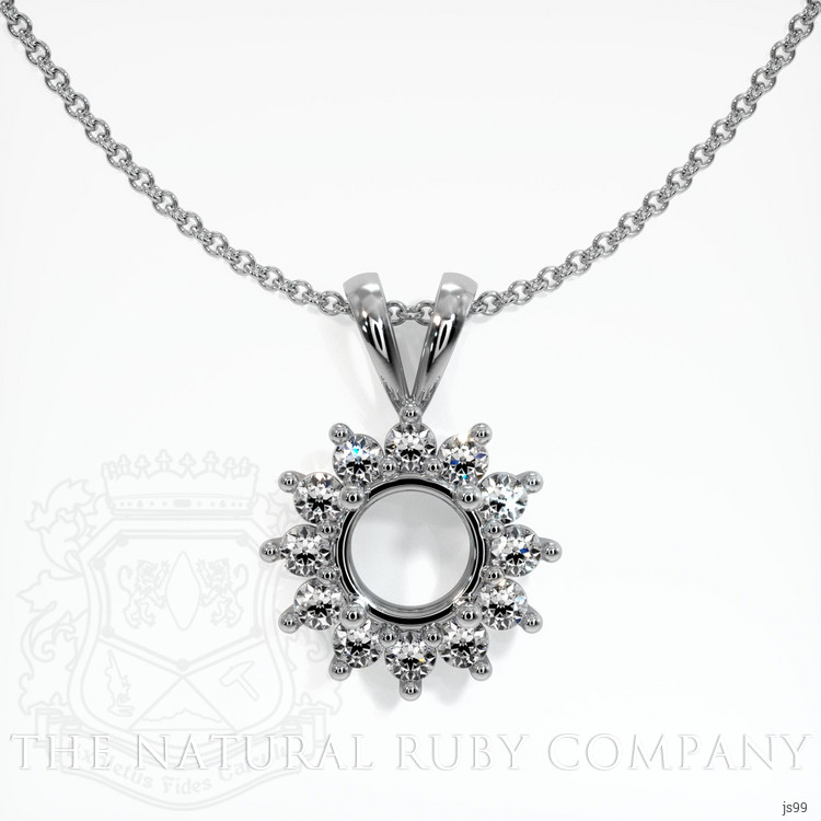 14K White Gold Halo Pendant Setting